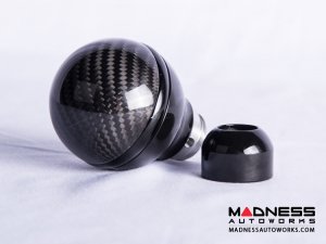 FIAT 500 Gear Shift Knob - Black Italy - Carbon Fiber Top/ Black Base and Black Side Stripe